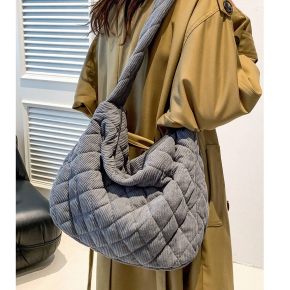 Luxe Quilted Puffer Messenger Shoulder Crossbody Travel Bag - Picture 2 of 14